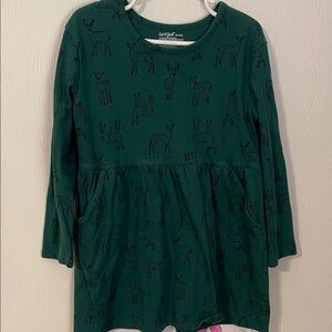 Cat & Jack Forest Green Deer Print Dress
